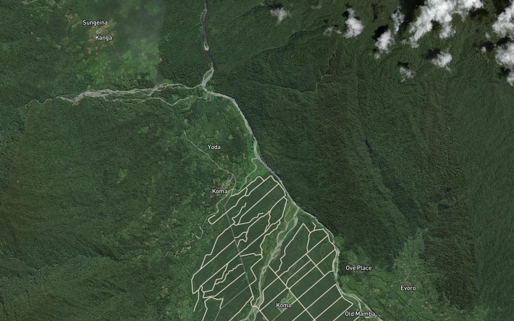 Satellite map of the Yodda Creek