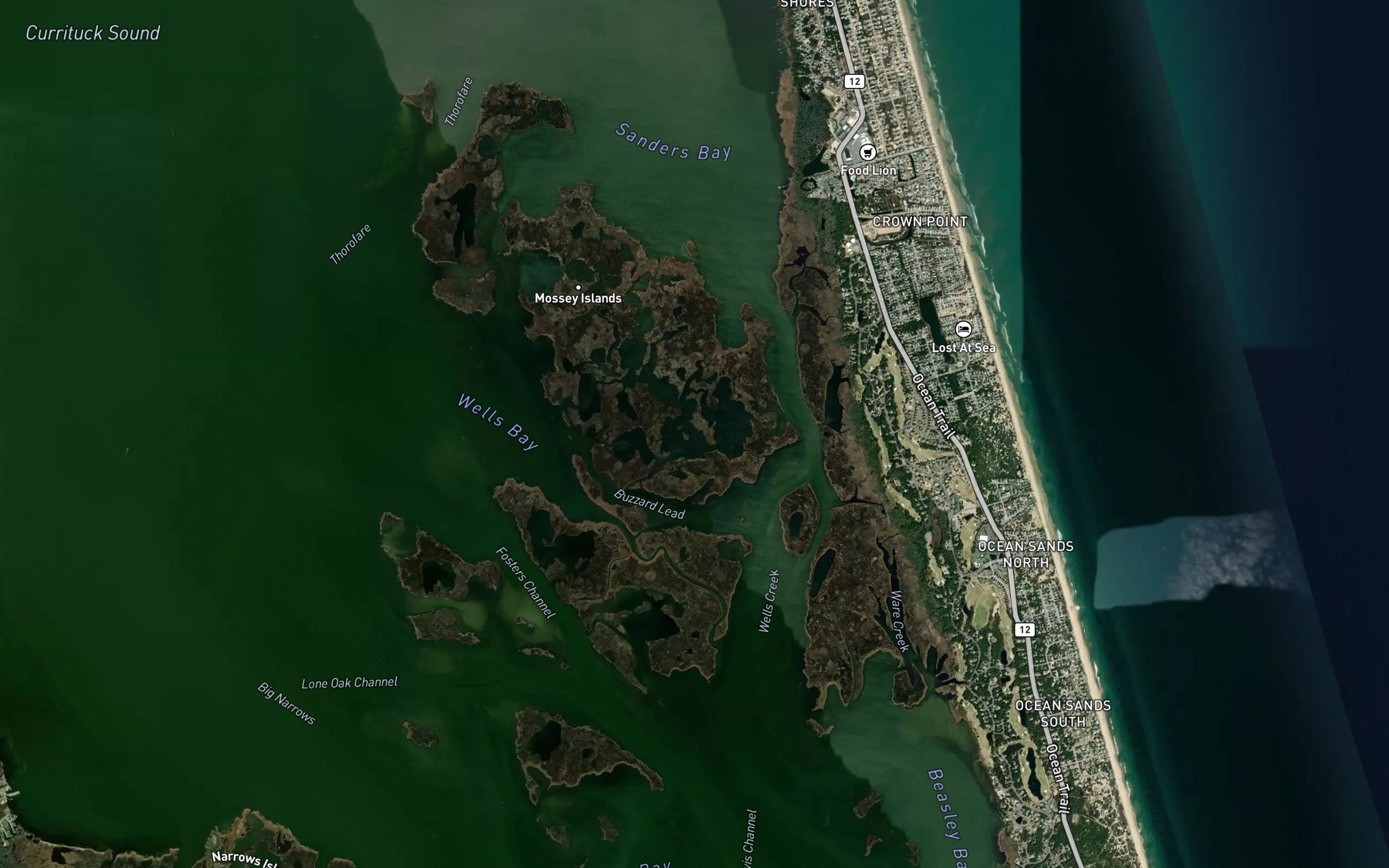 Satellite map of the Duck Hole