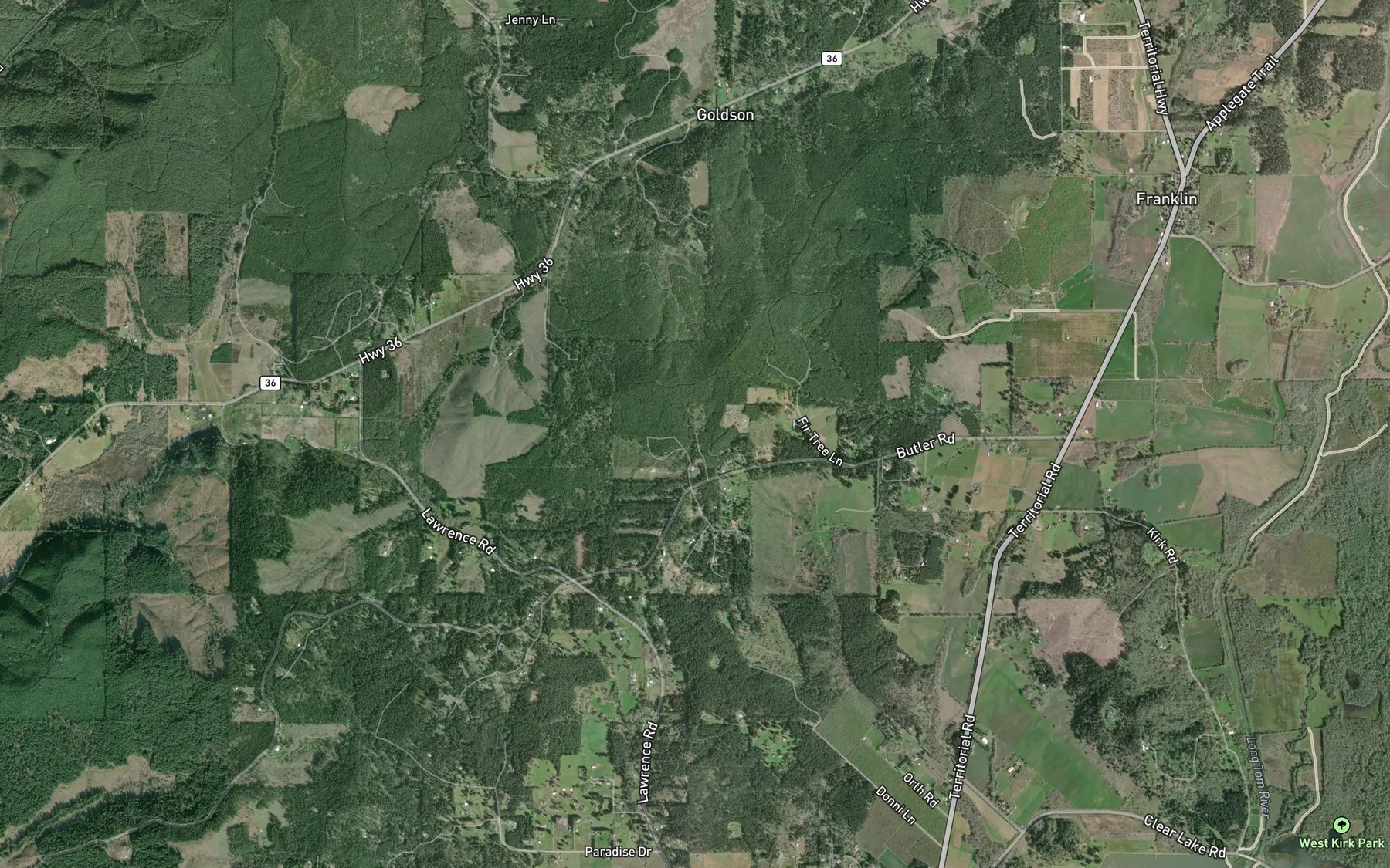 Satellite map of the Barrett Spring