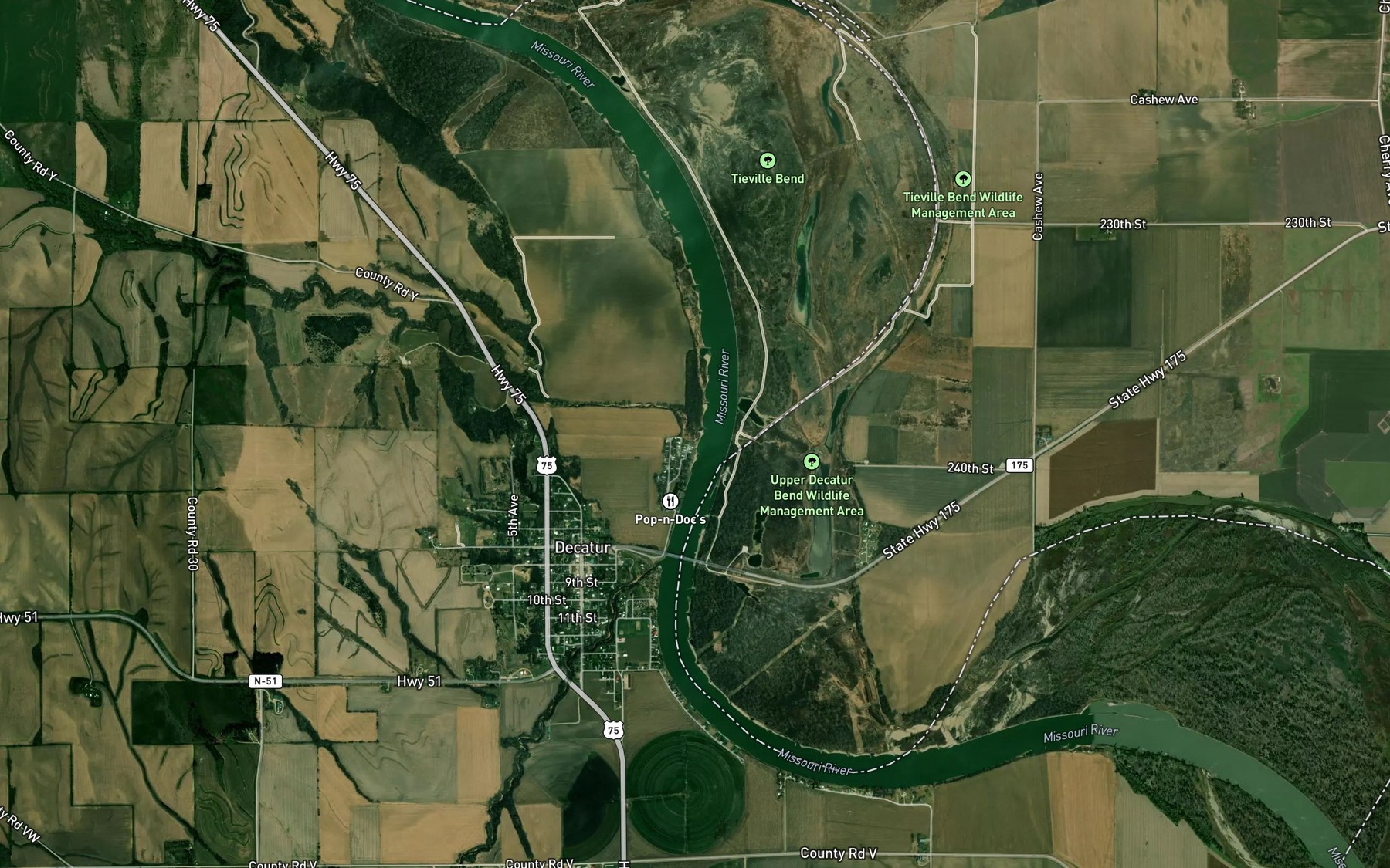 Satellite map of the Wood Creek