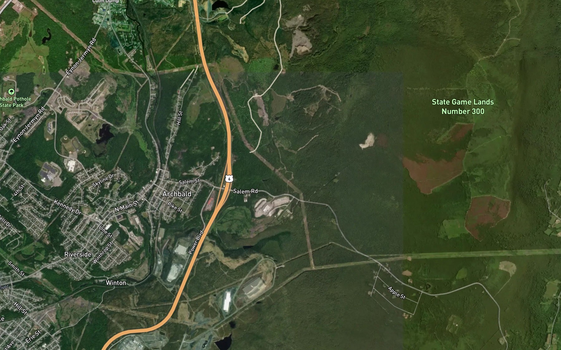 Satellite map of the Indian Cave Creek