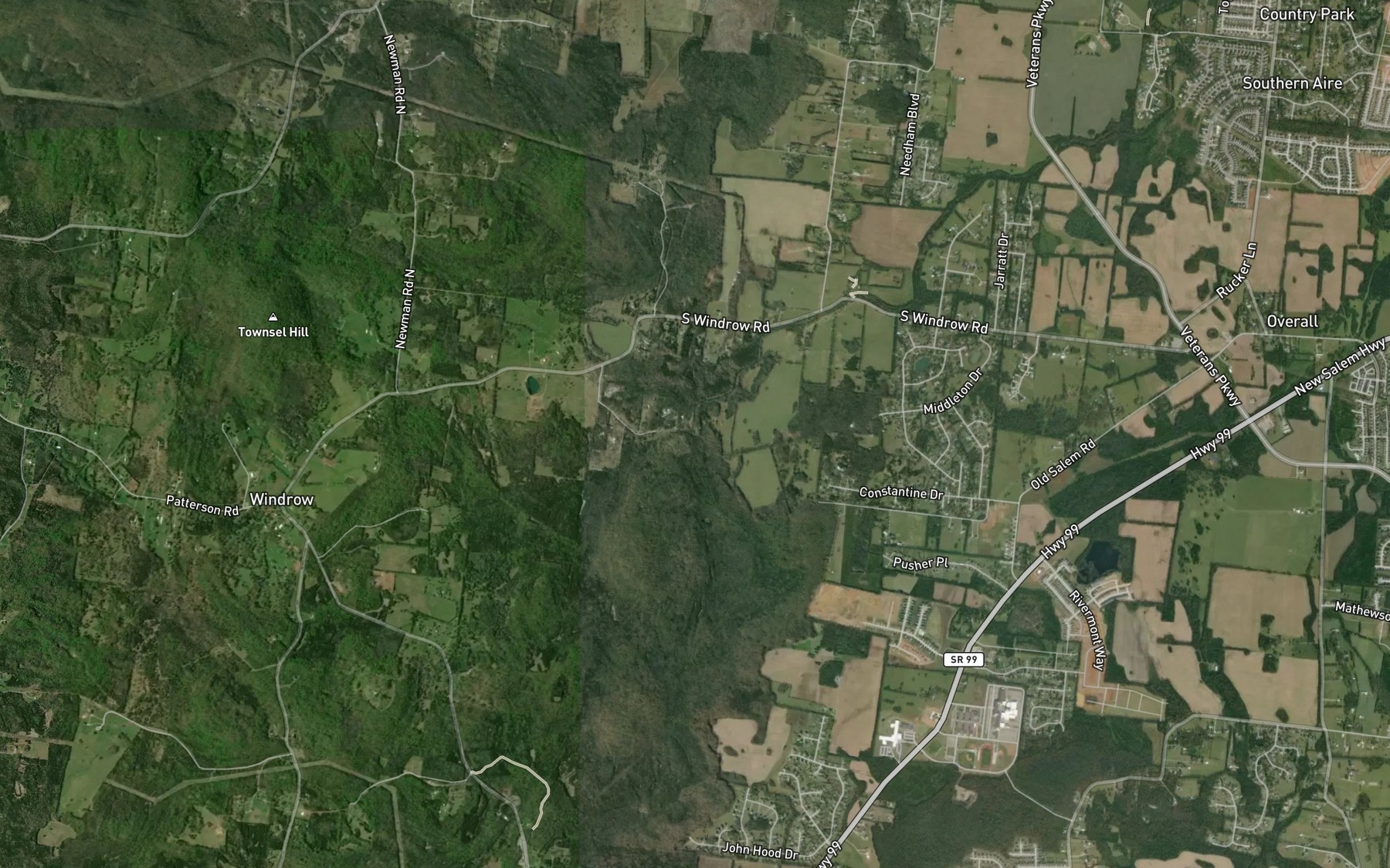Satellite map of the Overall Springs