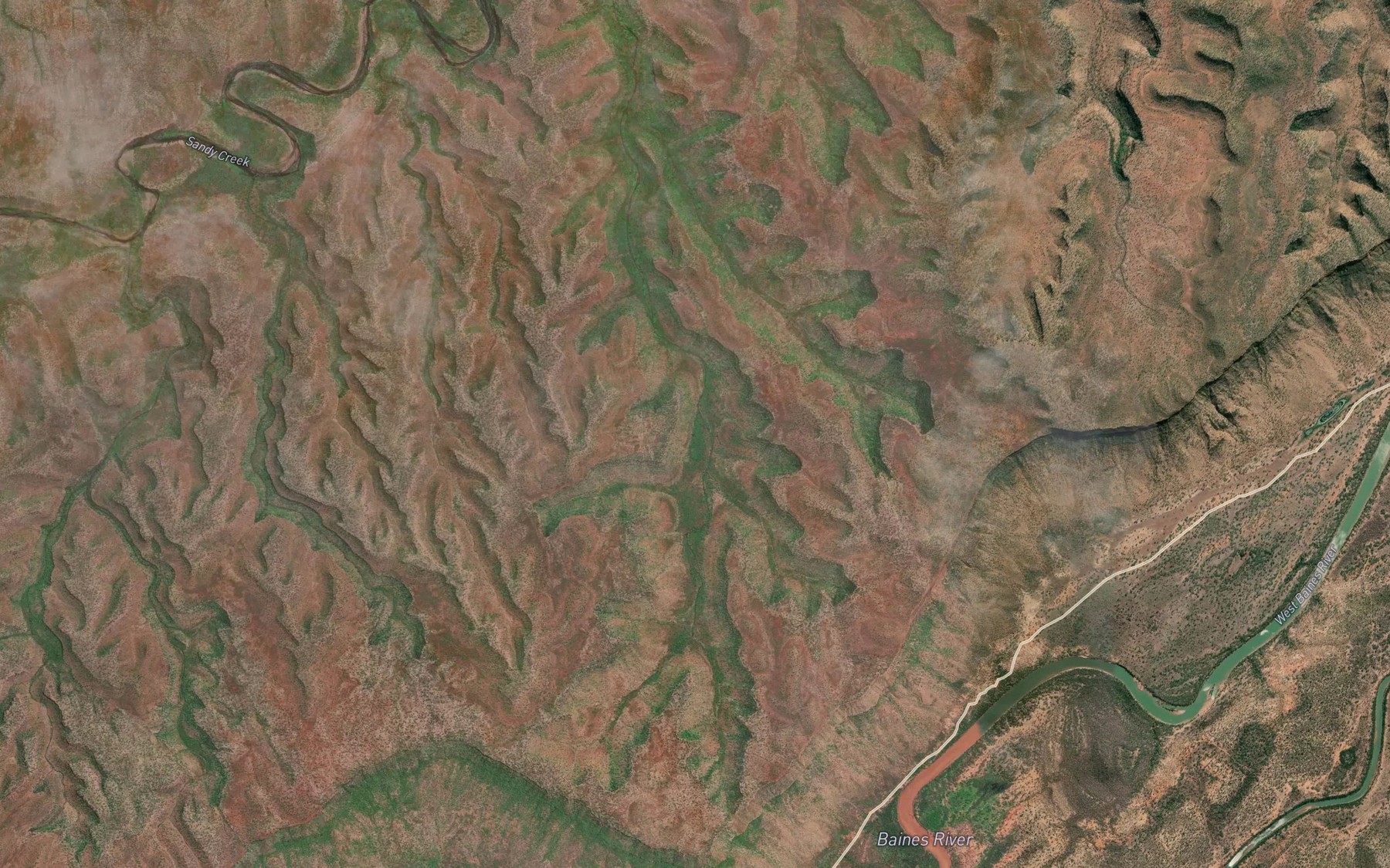 Satellite map of the West Baines River