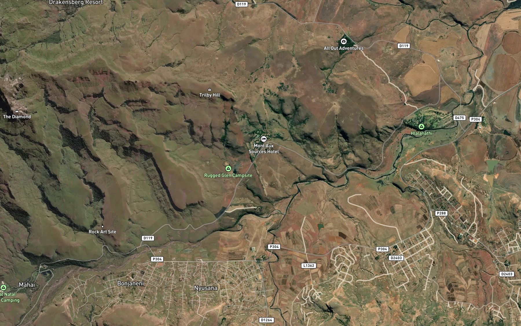 Satellite map of the Sunday Falls