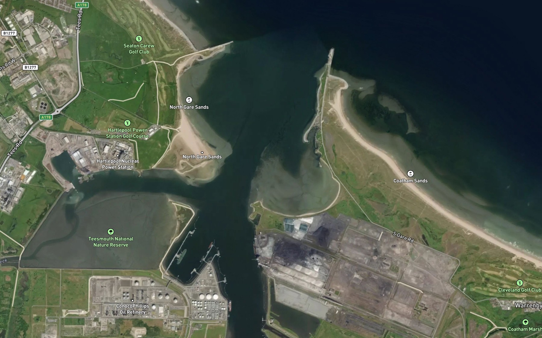 Satellite map of the Greatham Creek