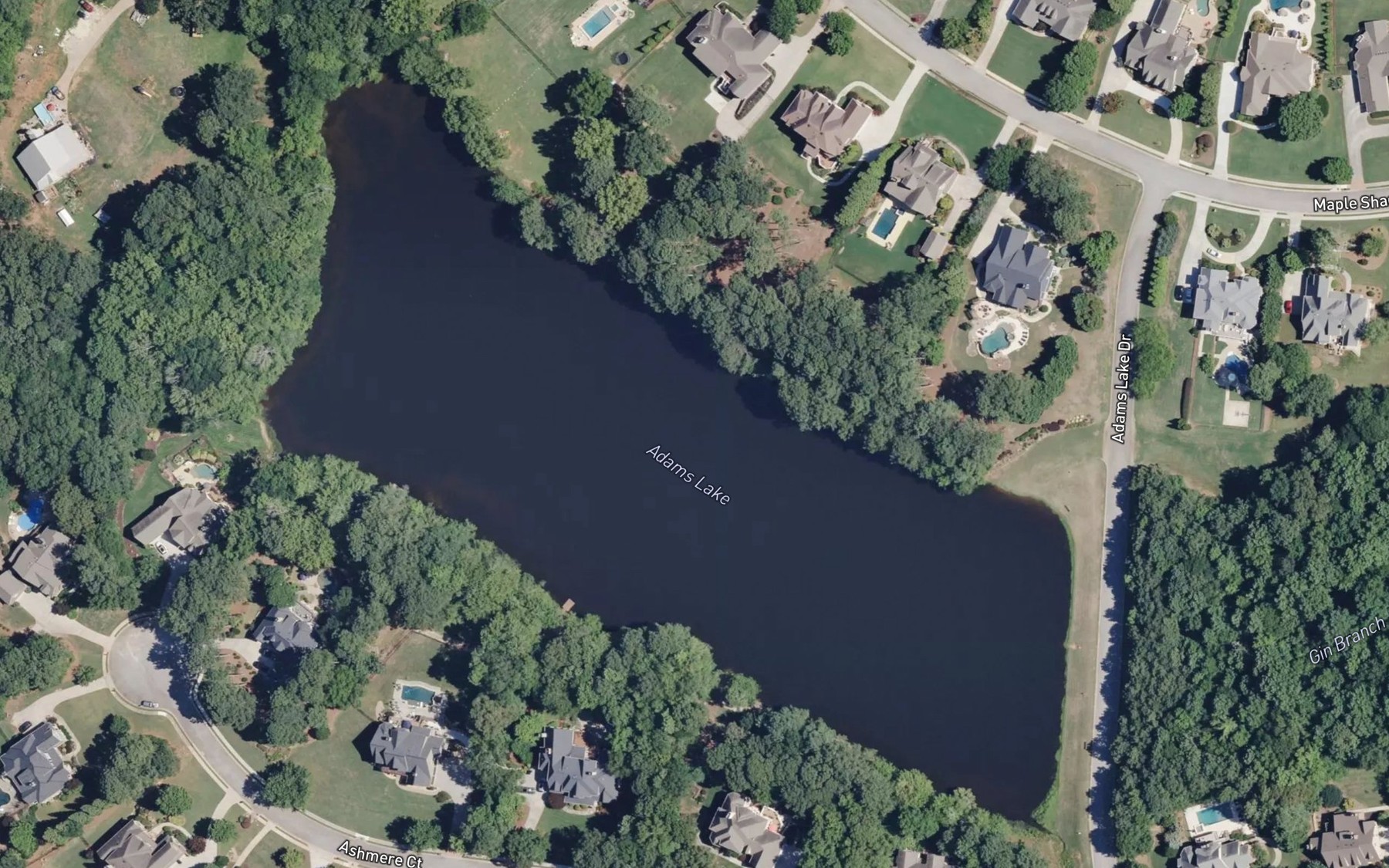 Satellite map of the Adams Lake