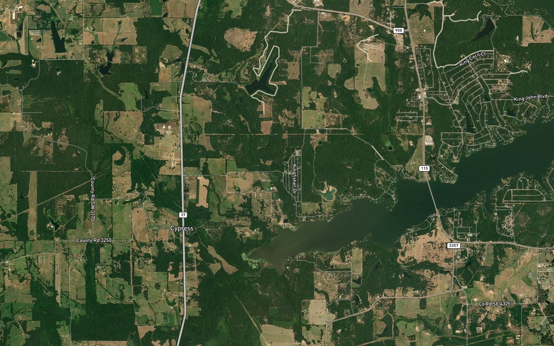 Satellite map of the Blair Creek