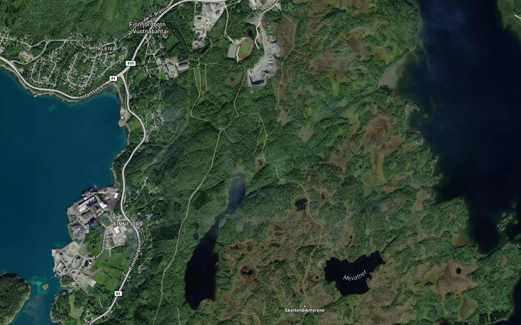 Satellite map of the Oyjordnokketjonna