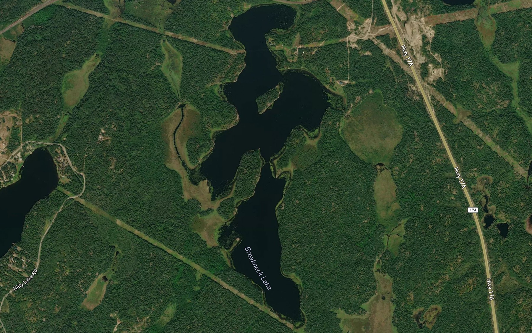 Satellite map of the Breakneck Lake