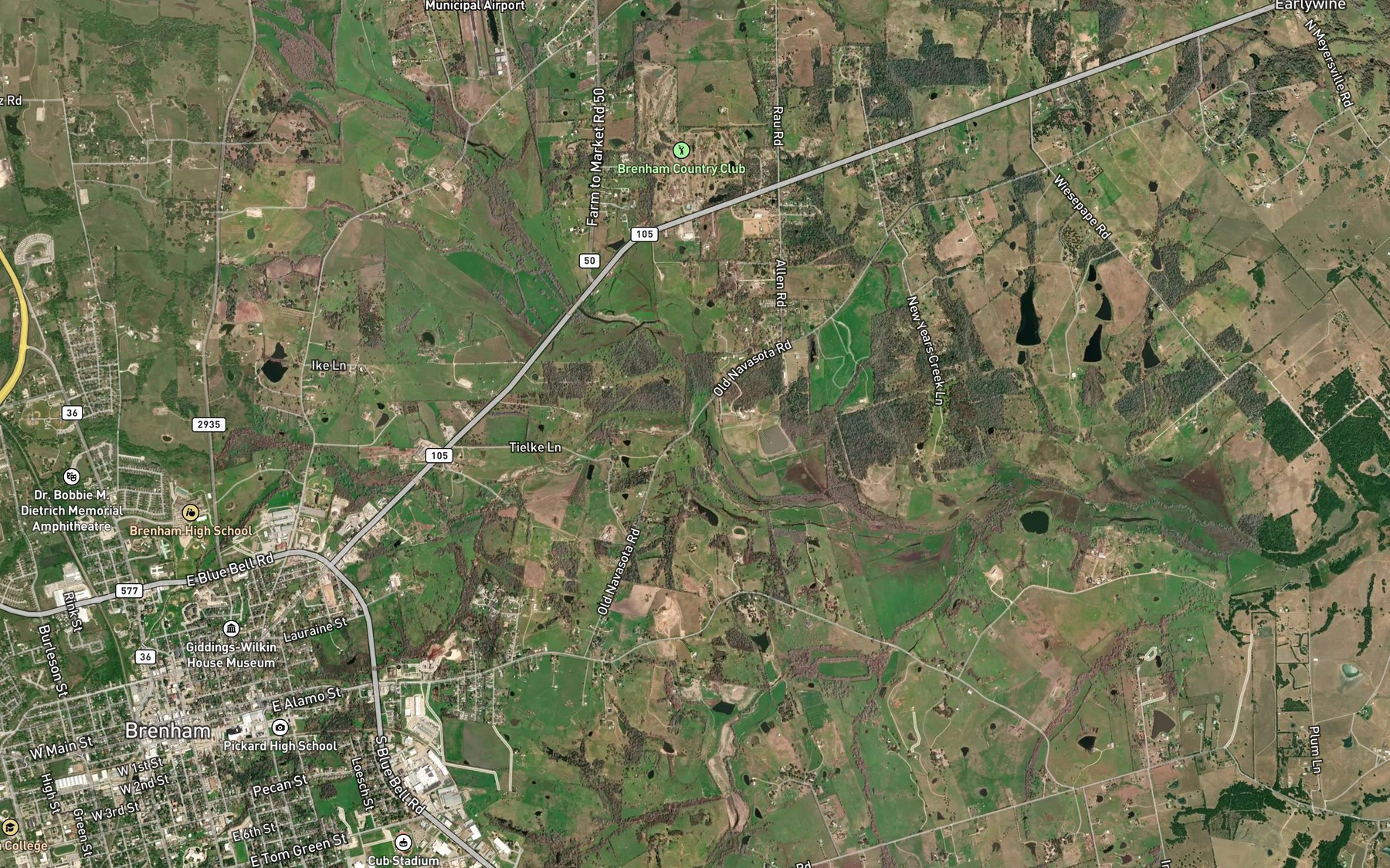 Satellite map of the Little Sandy Creek