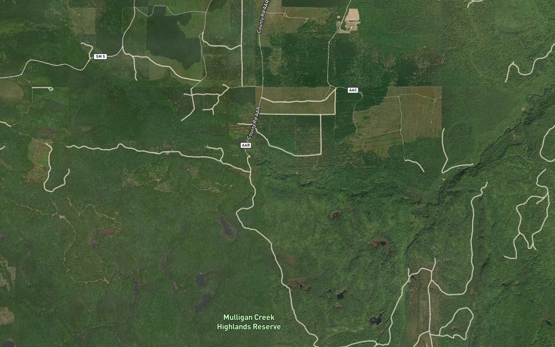 Satellite map of the Bob Creek