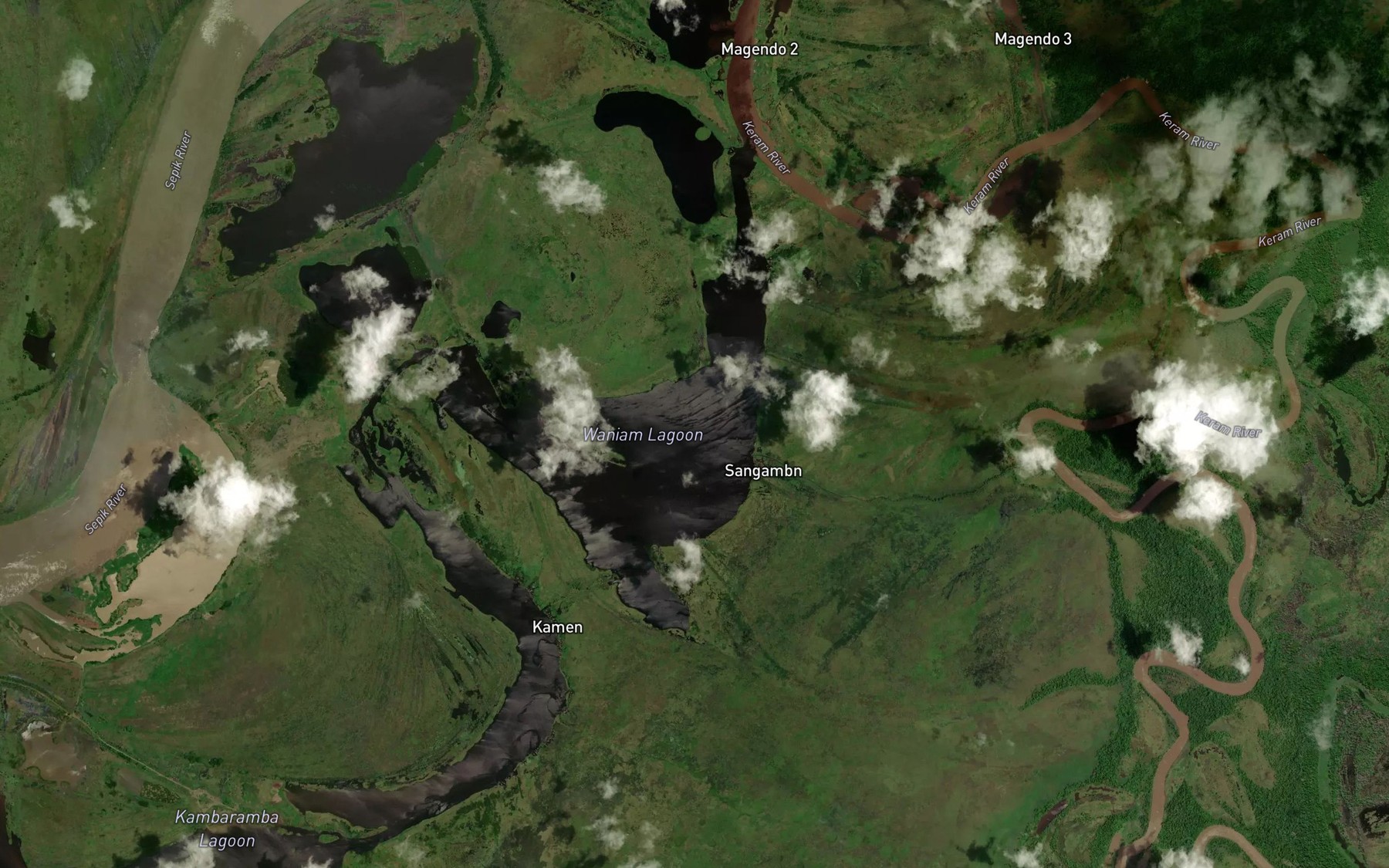 Satellite map of the Waniam Lagoon