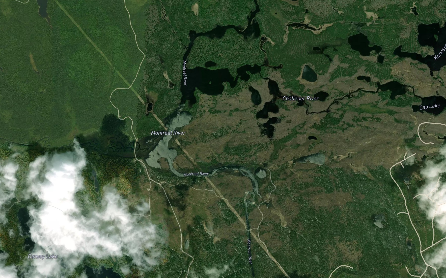 Satellite map of the Challener River