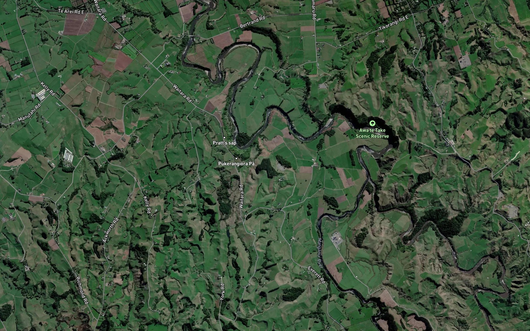 Satellite map of the Kaitawanui Stream