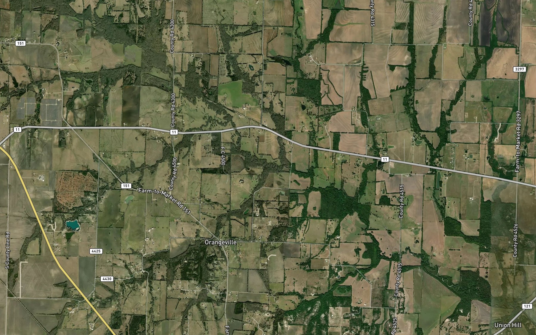 Satellite map of the Chinquapin Creek