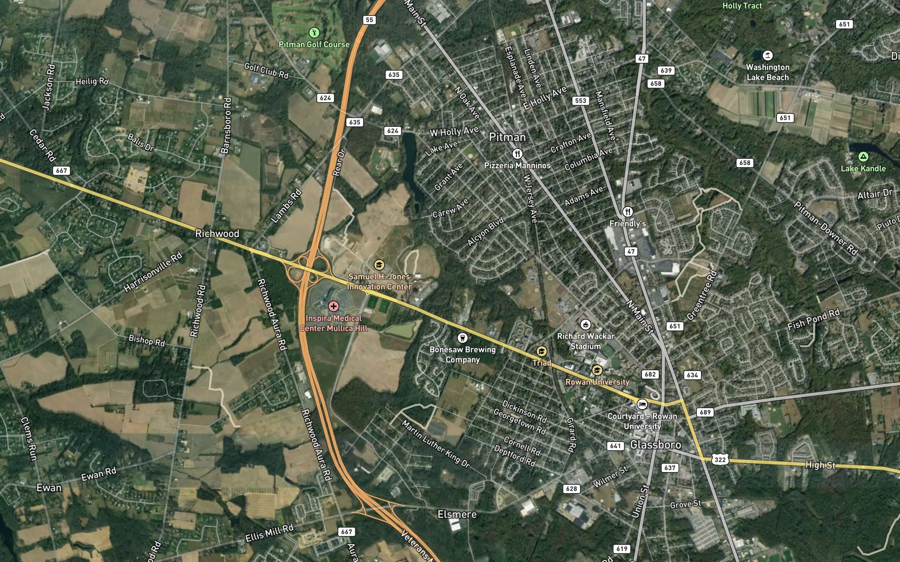 Satellite map of the Plank Run