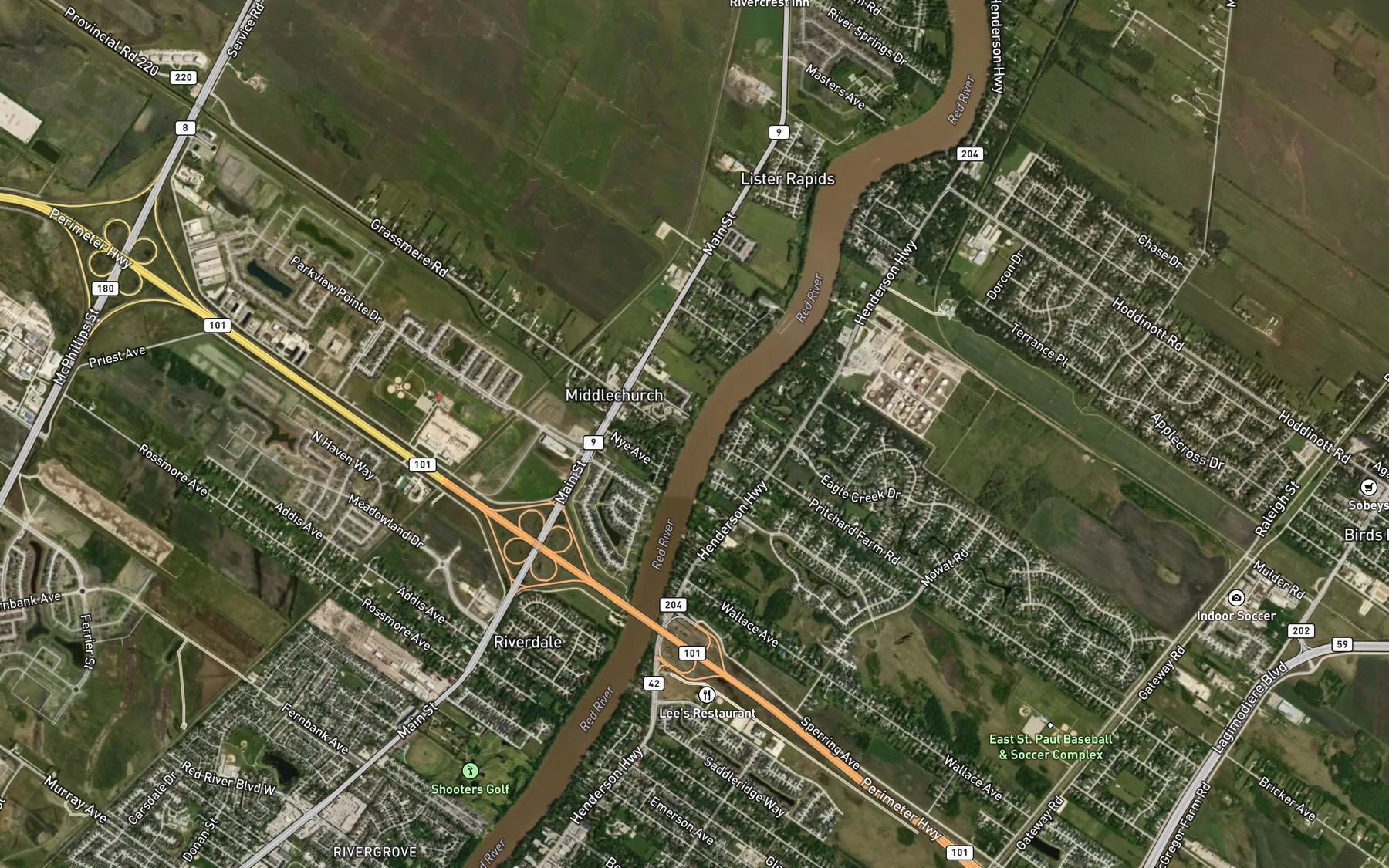 Satellite map of the Grassmere Creek Drain