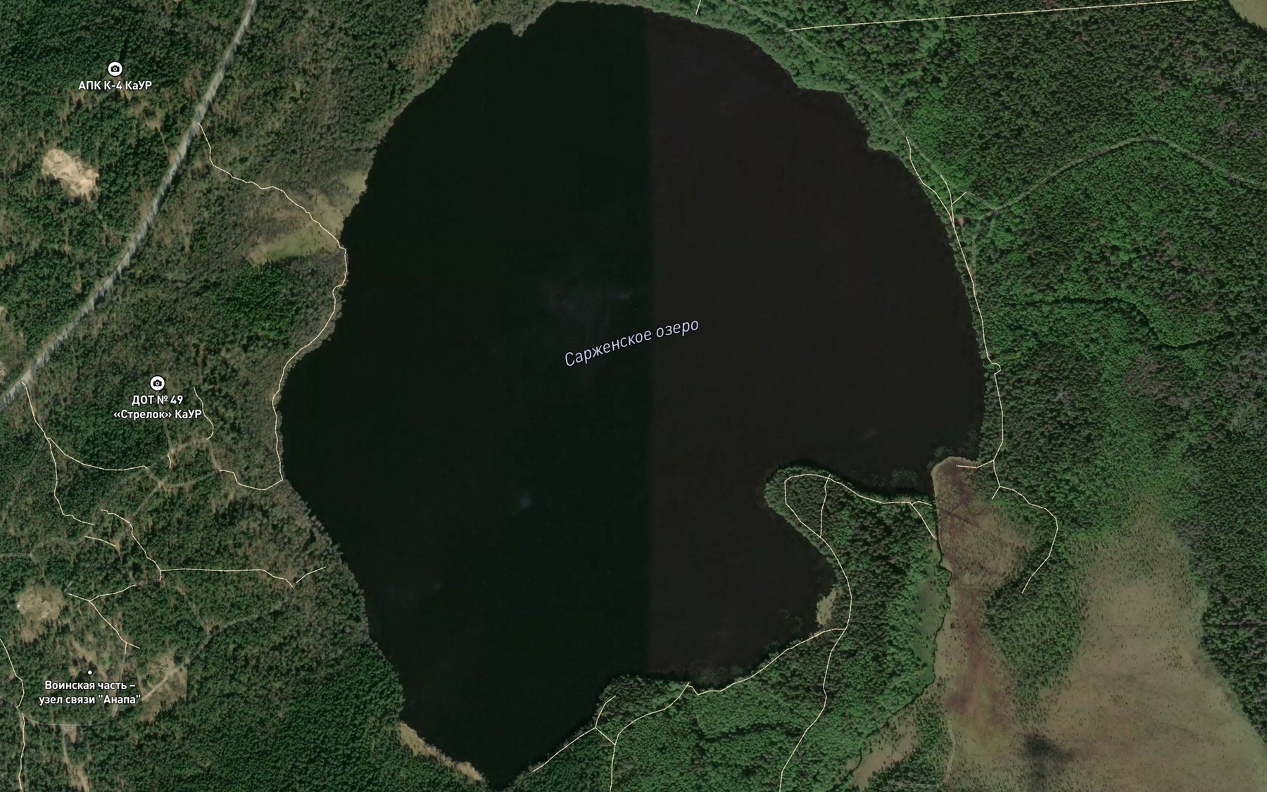 Satellite map of the Ozero Sarzhenskoye