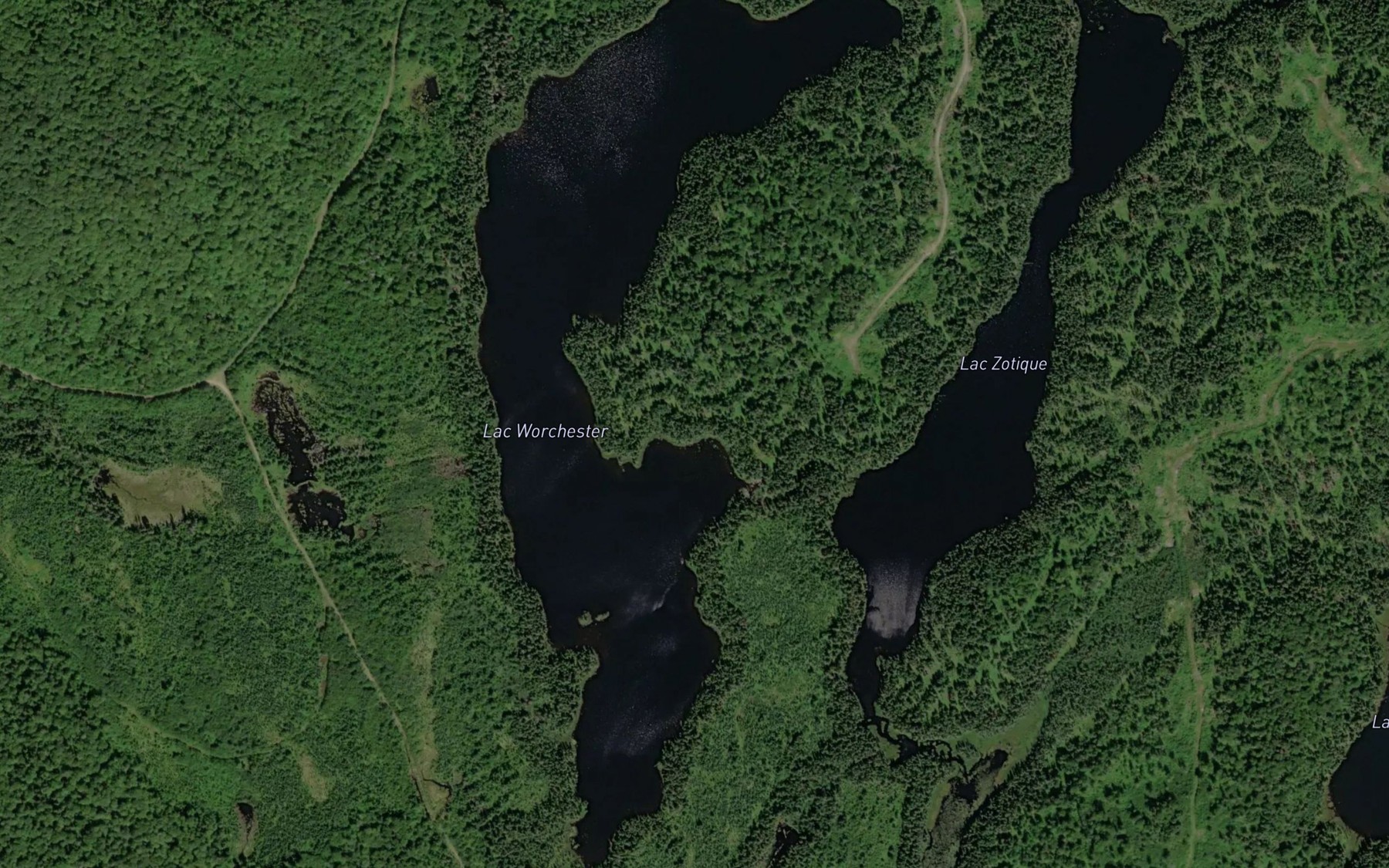 Satellite map of the Lac Worchester
