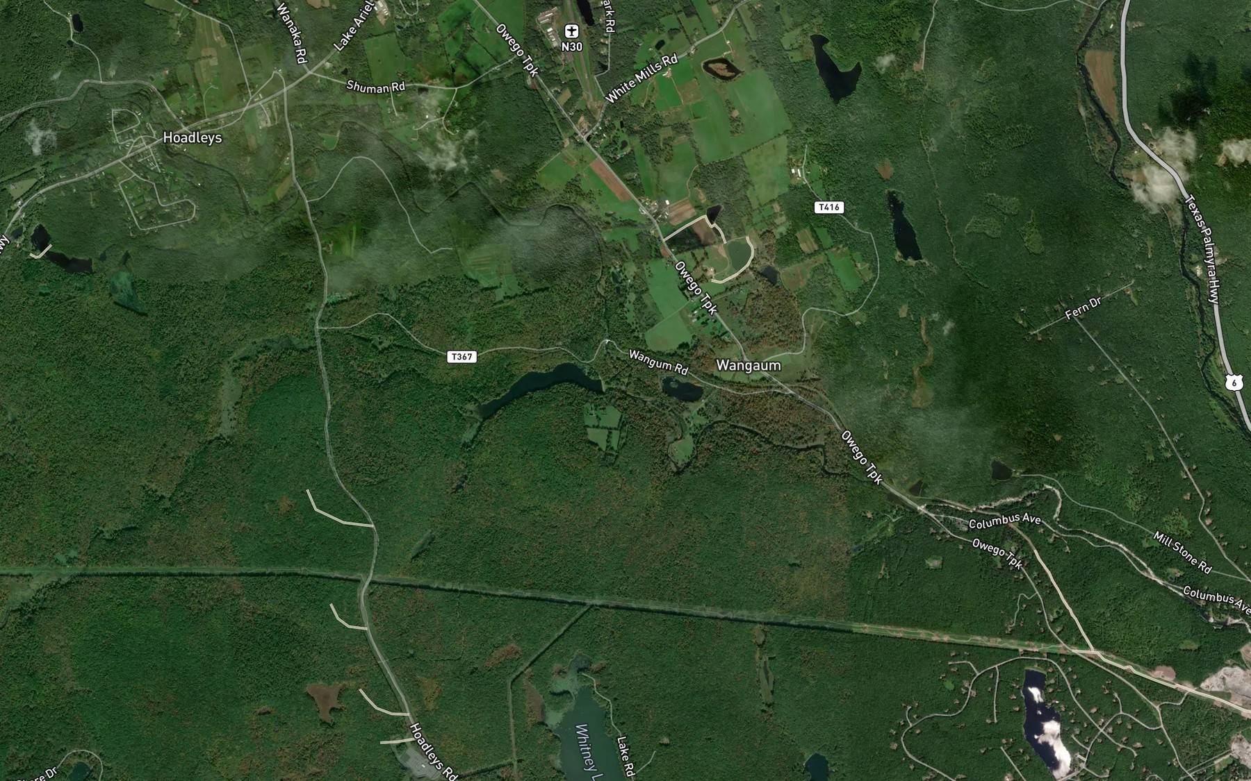 Satellite map of the Wangum Creek