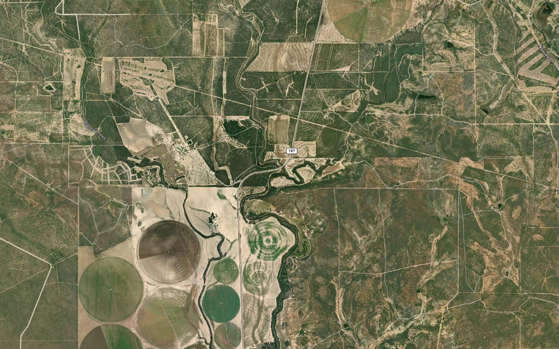 Satellite map of the East Elm Creek
