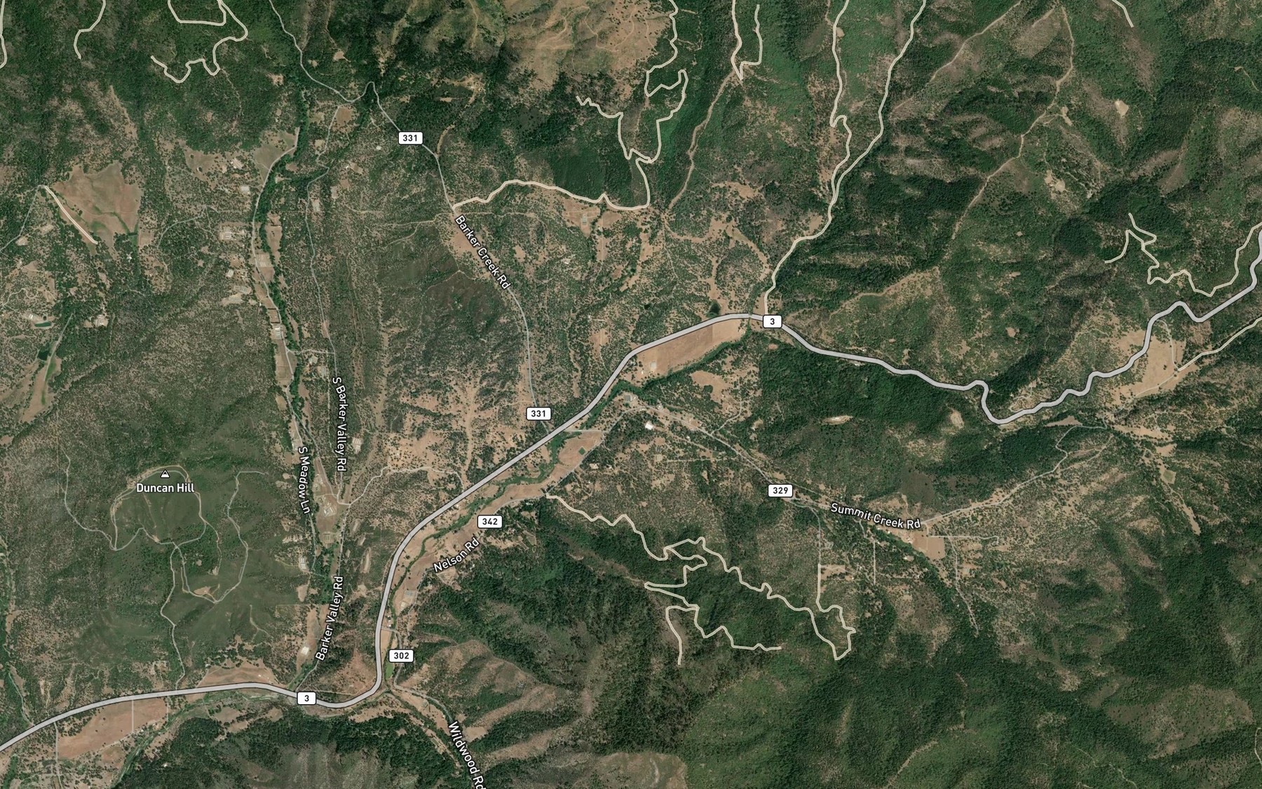 Satellite map of the Duncan Creek