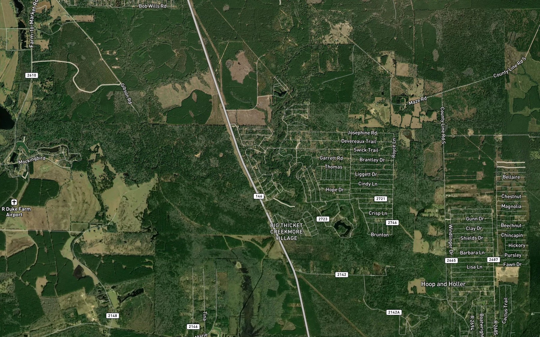 Satellite map of the Bearfoot Lake