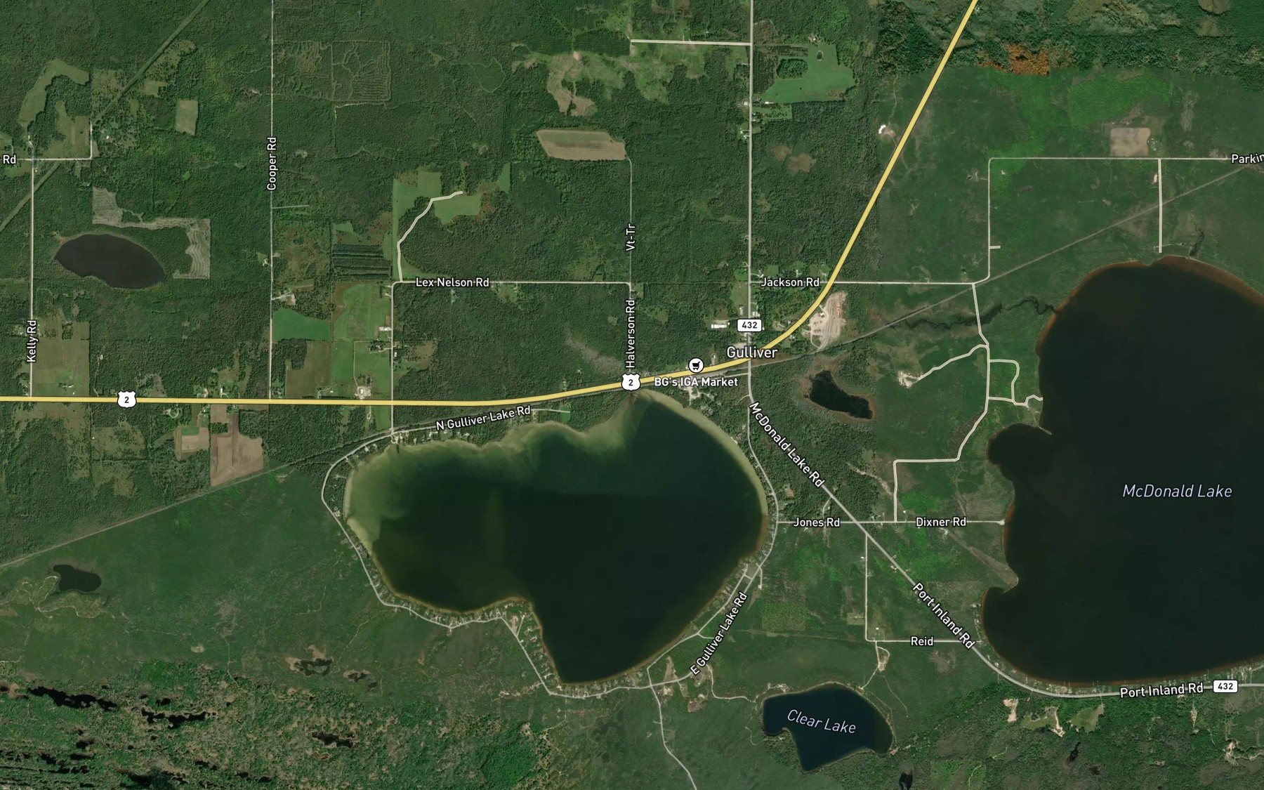Satellite map of the Gents Creek