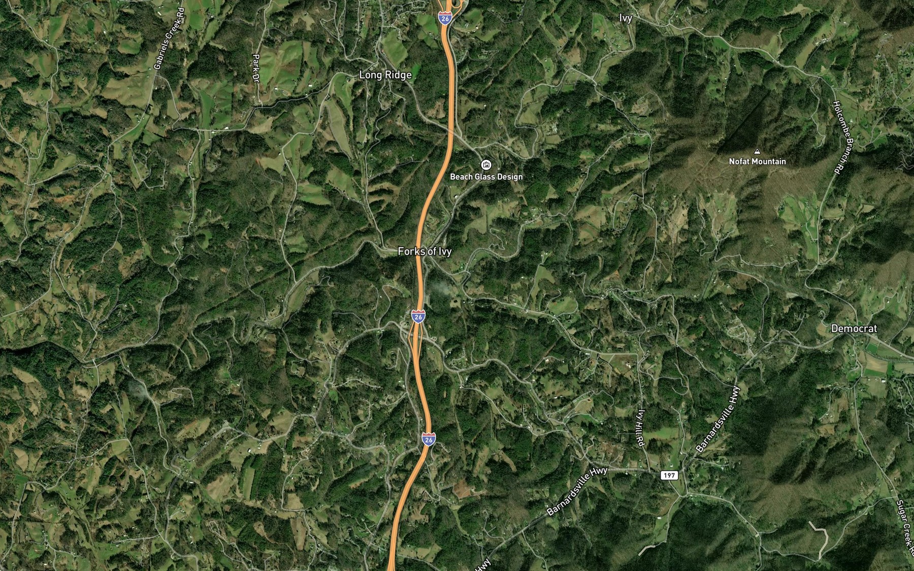 Satellite map of the Hobson Branch