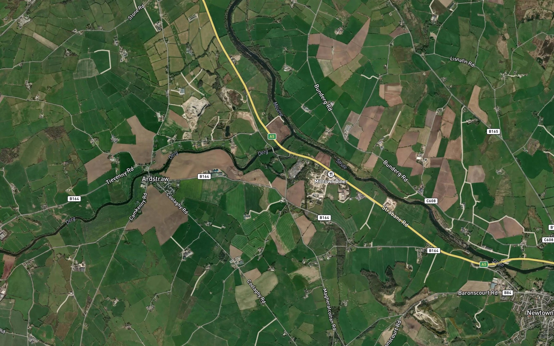 Satellite map of the River Derg