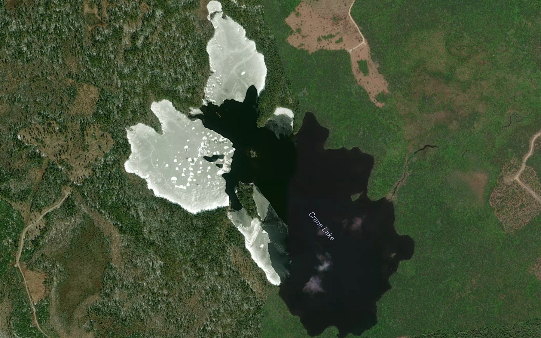 Satellite map of the Crane Lake