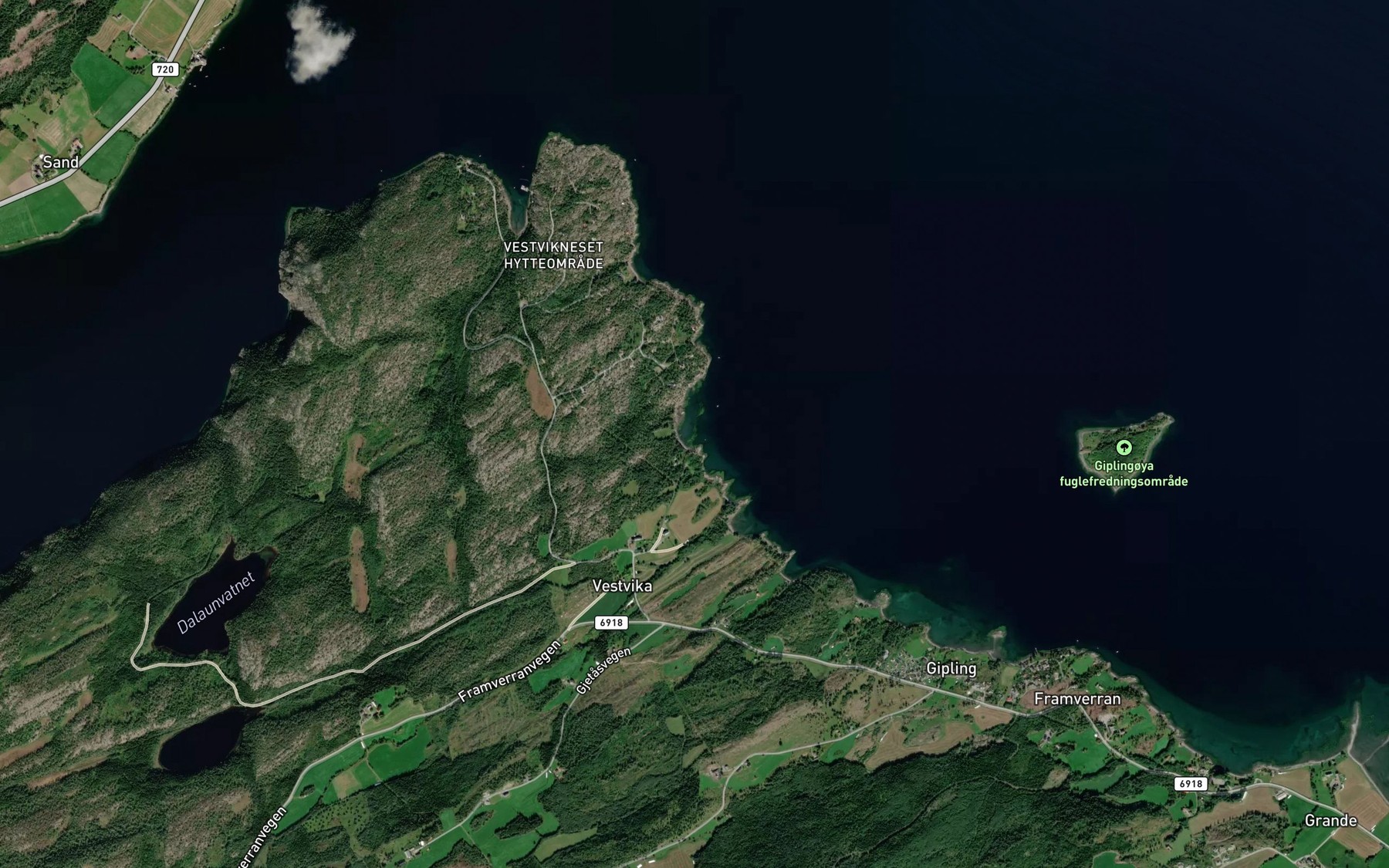 Satellite map of the Vestvikbukta