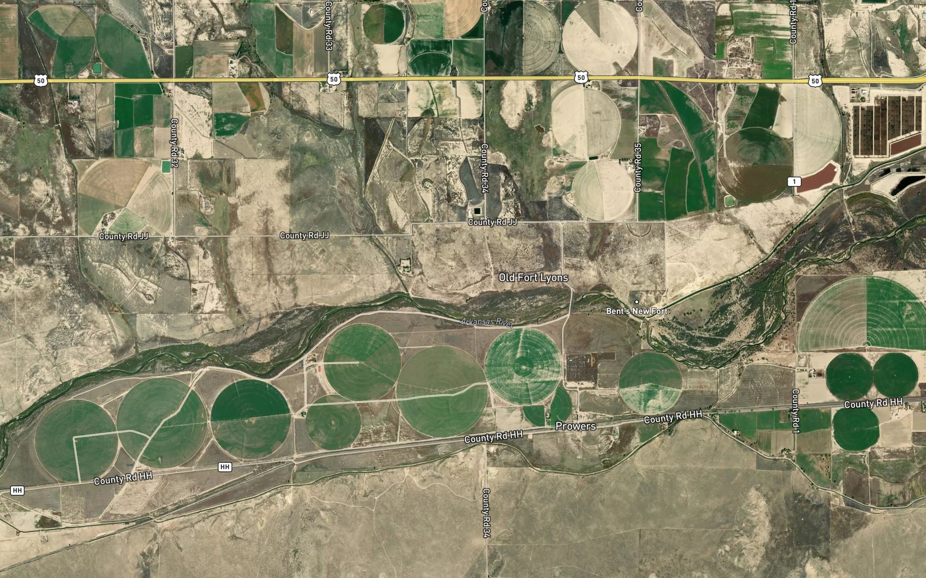 Satellite map of the Graveyard Ditch