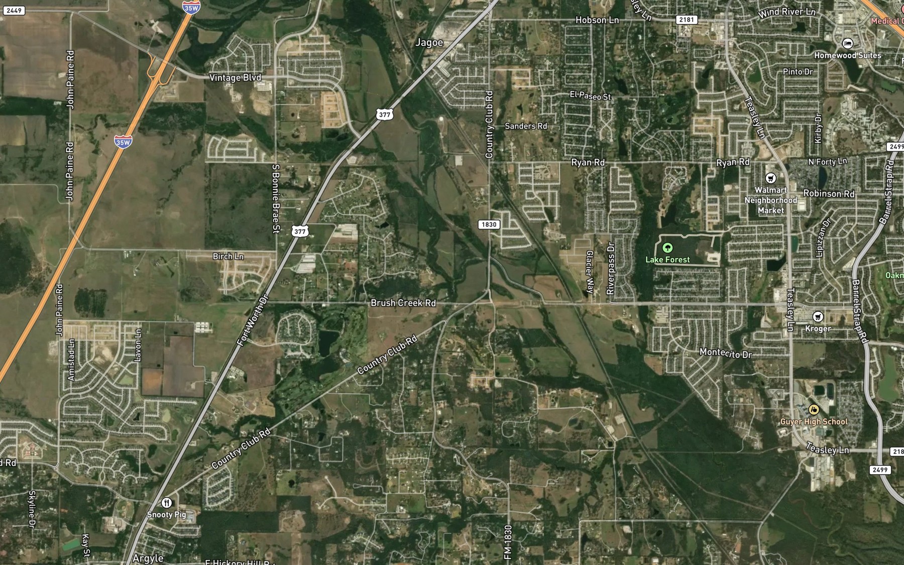 Satellite map of the Graveyard Branch