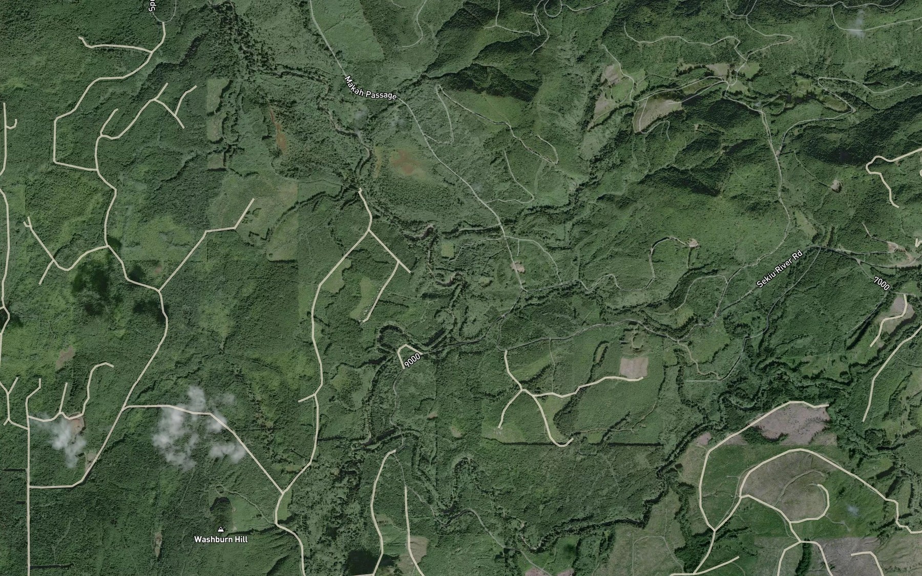 Satellite map of the Thirty Cent Creek
