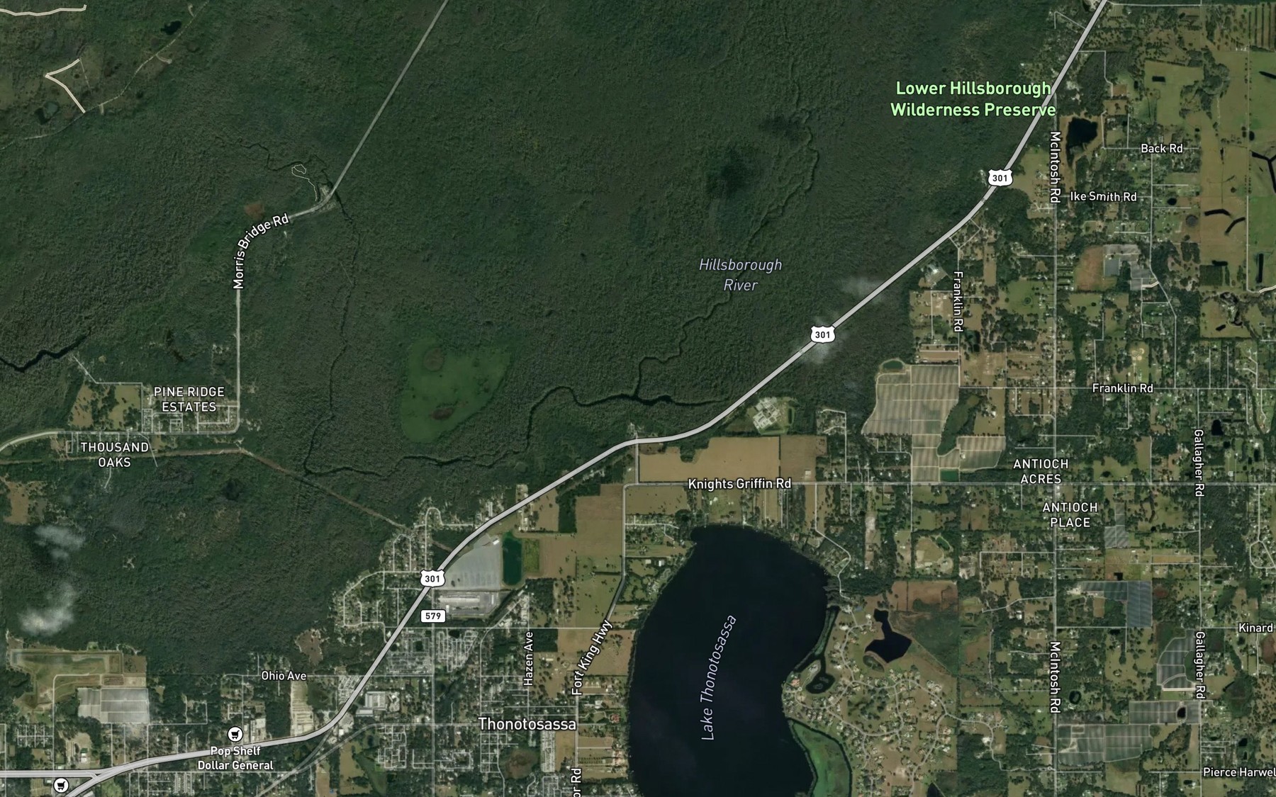 Satellite map of the Flint Creek