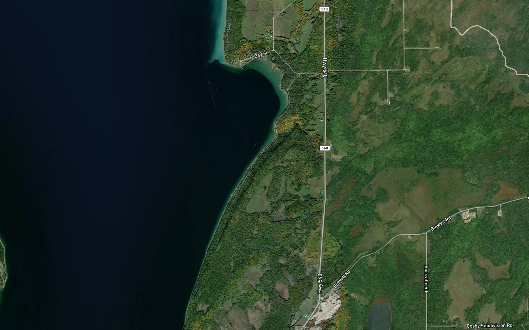 Satellite map of the Honora Bay