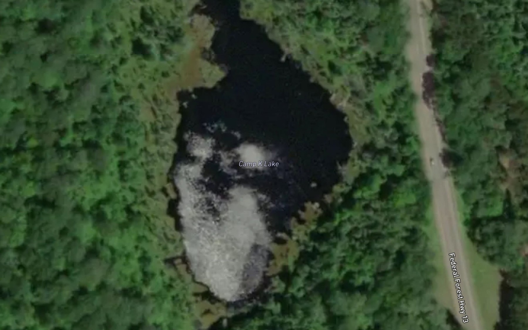 Satellite map of the Camp K Lake