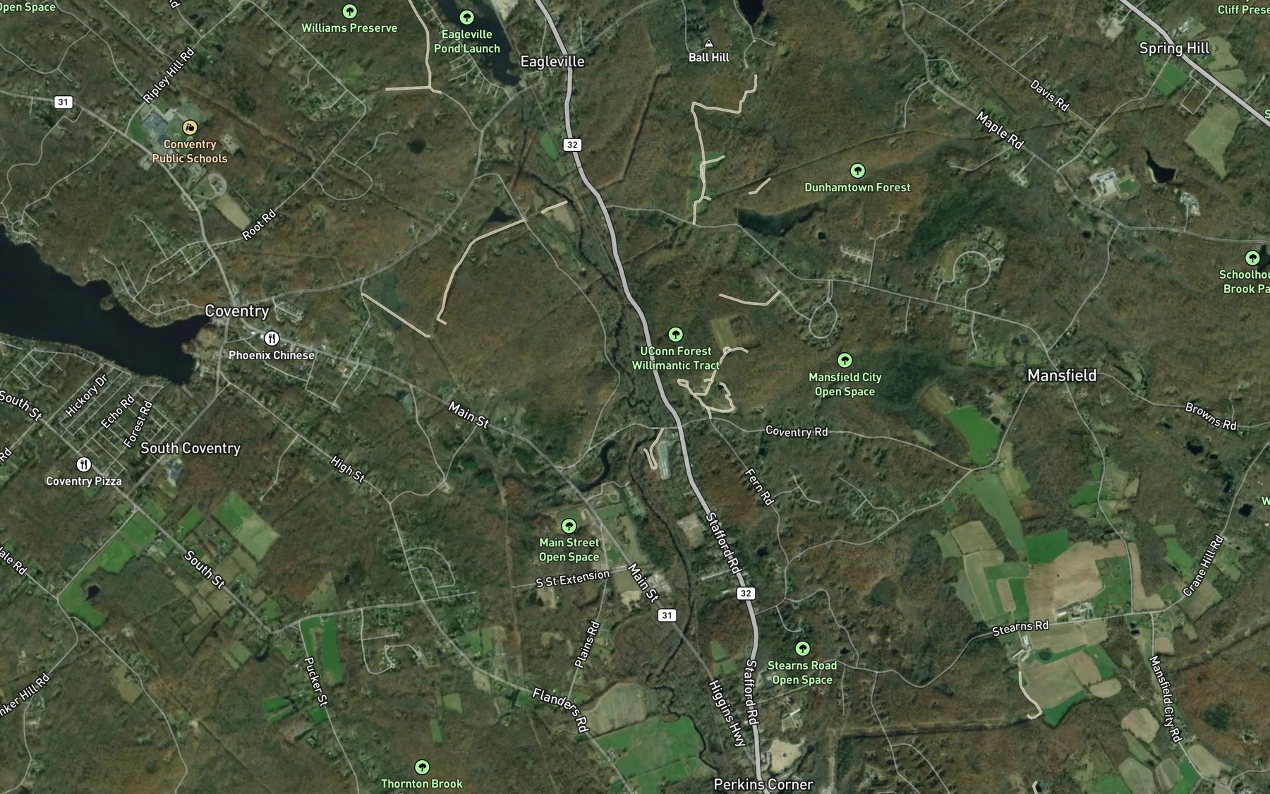 Satellite map of the Mill Brook