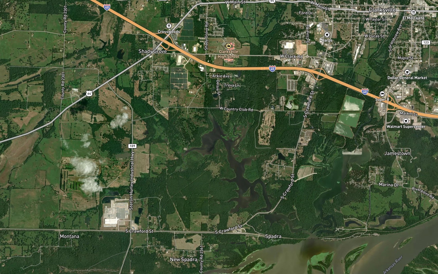 Satellite map of the Hogskin Creek
