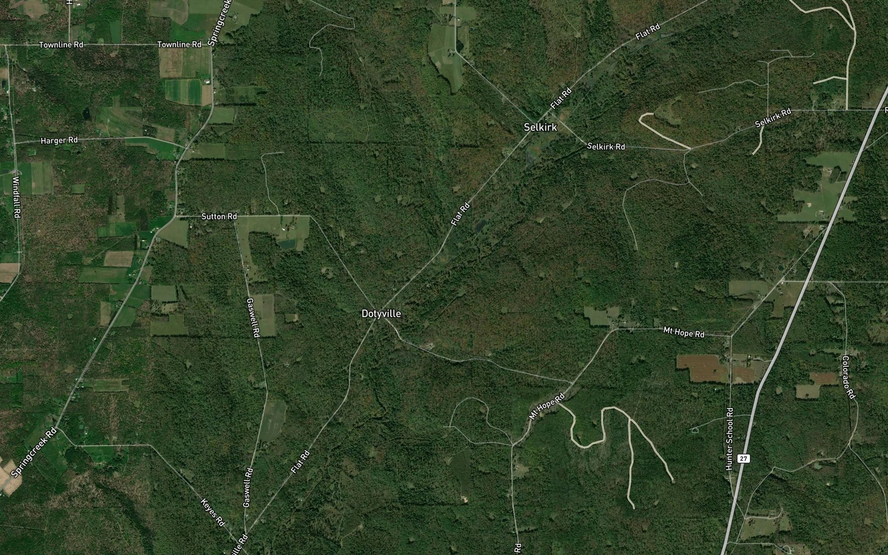 Satellite map of the Stony Hollow Run