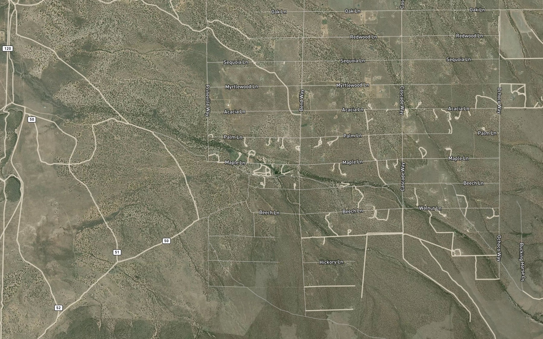 Satellite map of the Perry Creek