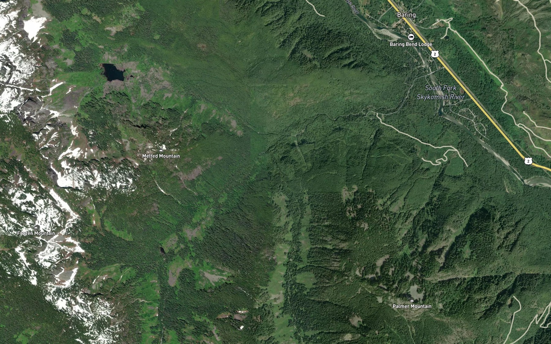Satellite map of the East Fork Index Creek