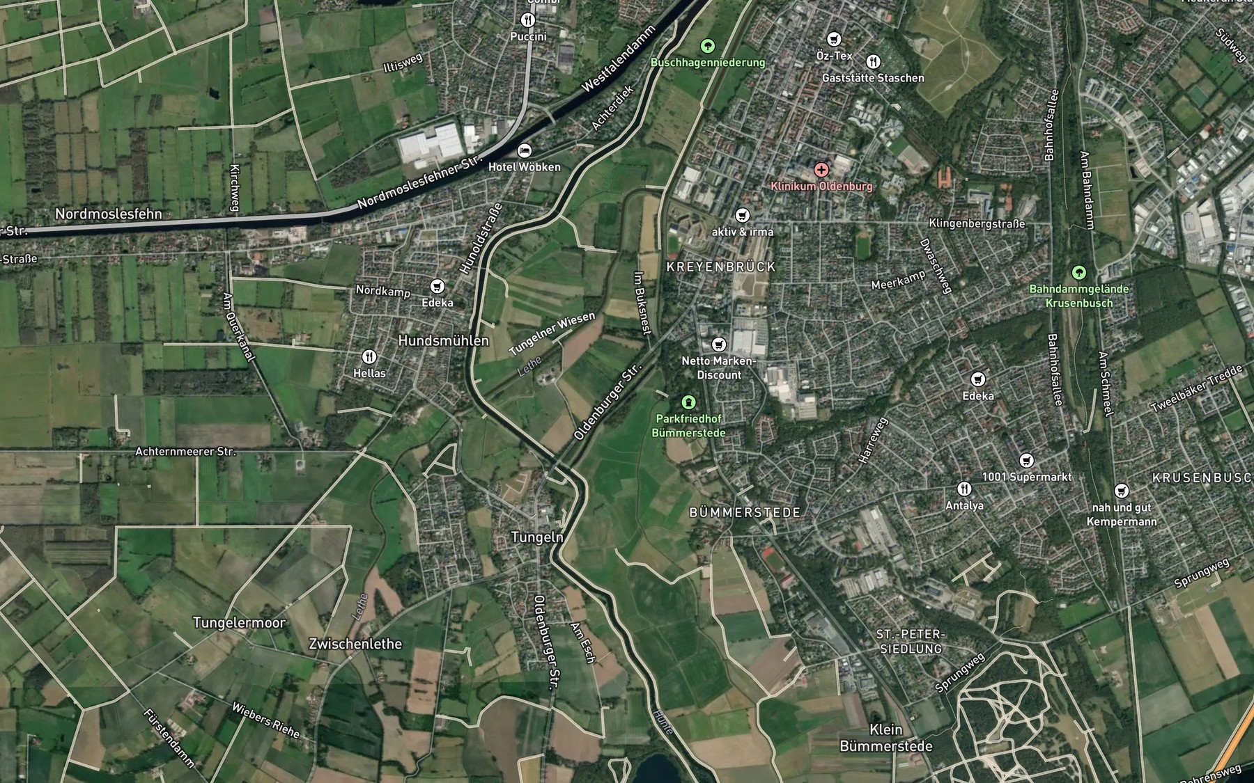 Satellite map of the Fleth