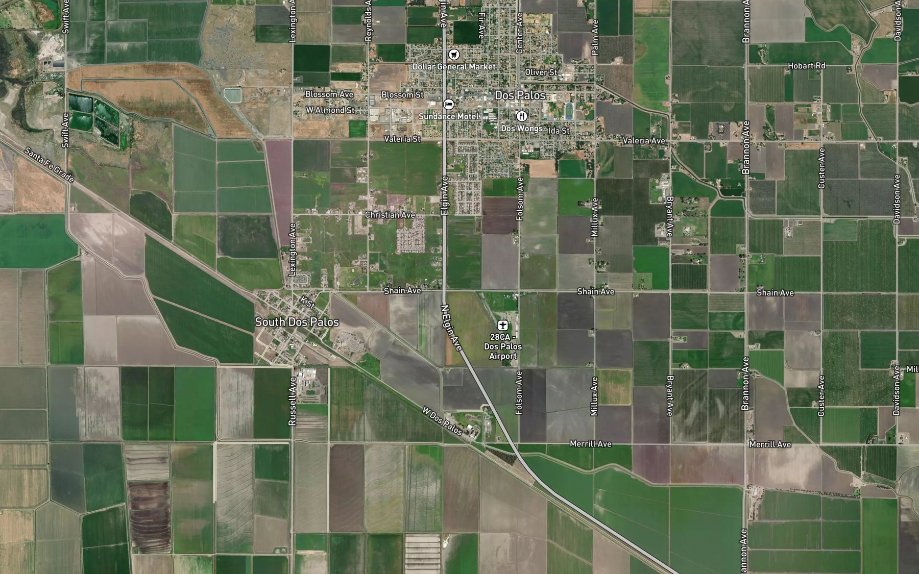 Satellite map of the Shain Drain
