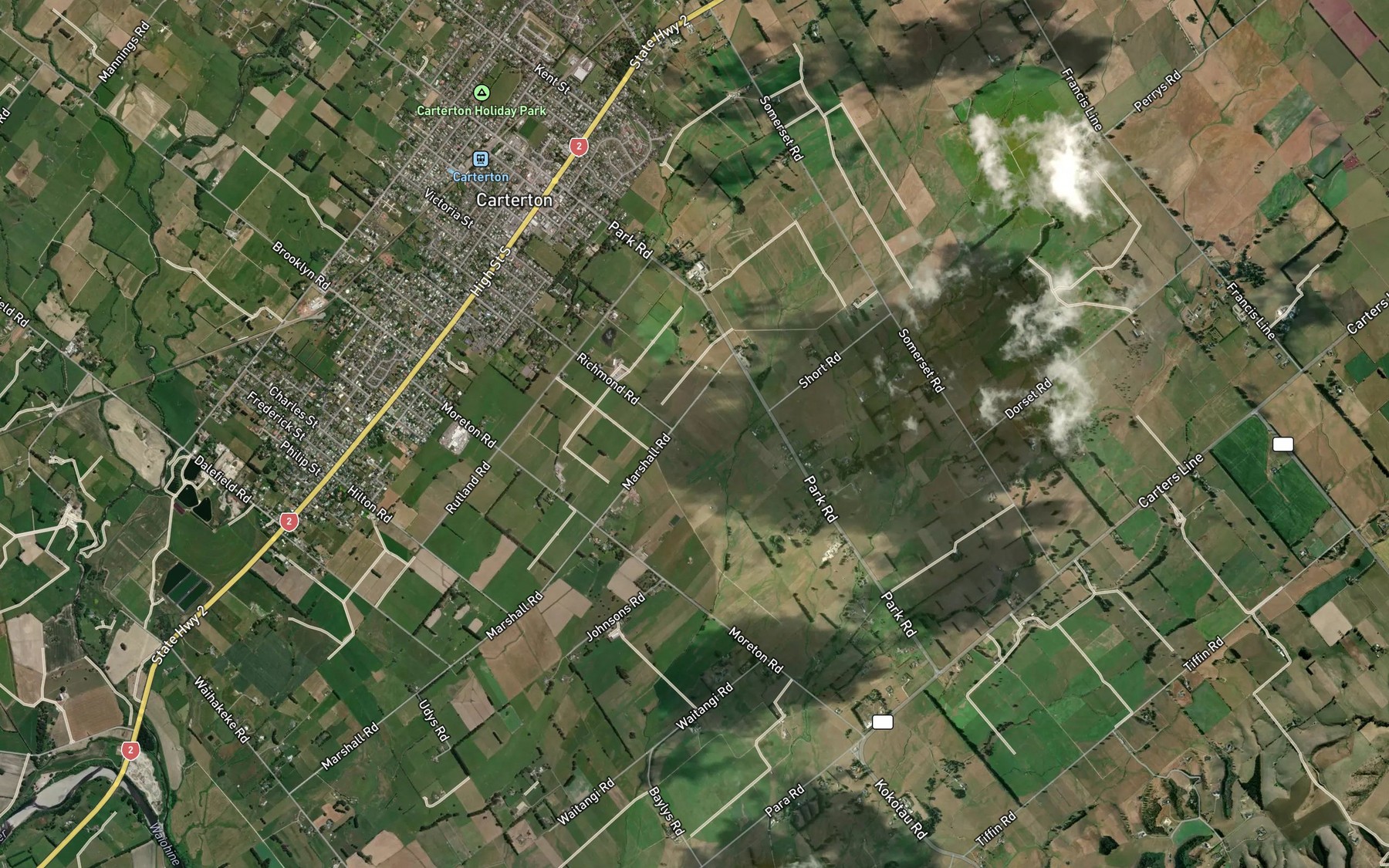 Satellite map of the Booths Creek