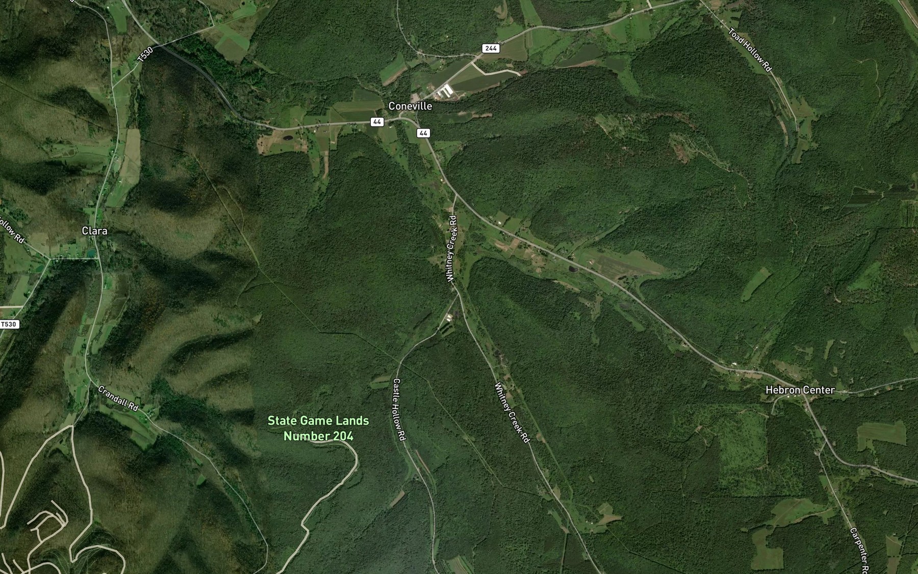 Satellite map of the West Branch Whitney Creek