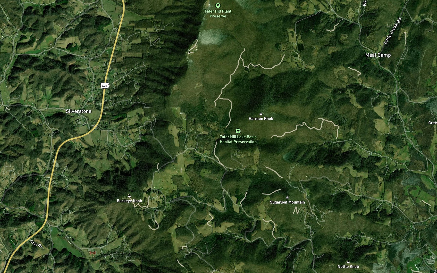Satellite map of the Potato Hill Lake