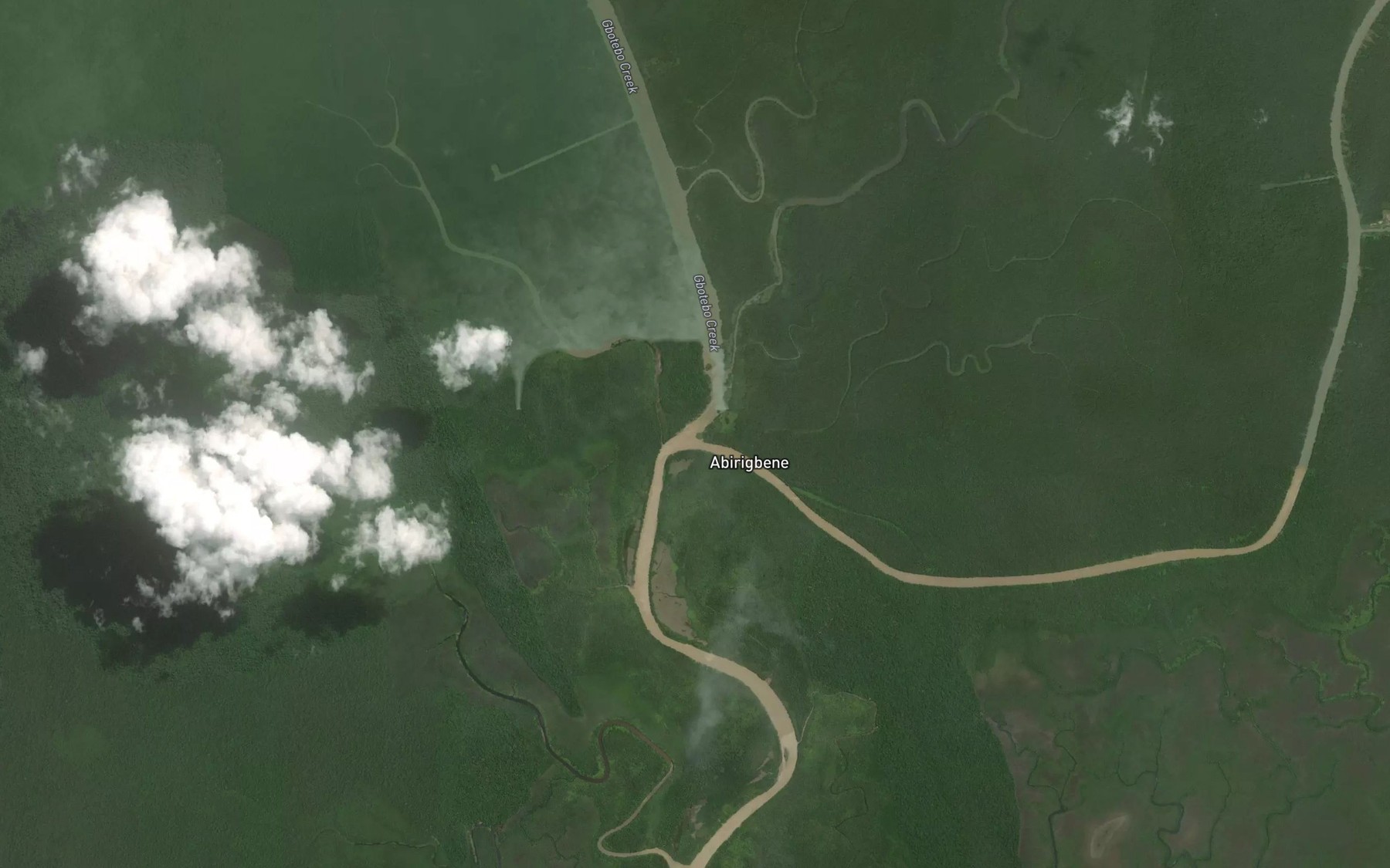 Satellite map of the Gbotebo Creek