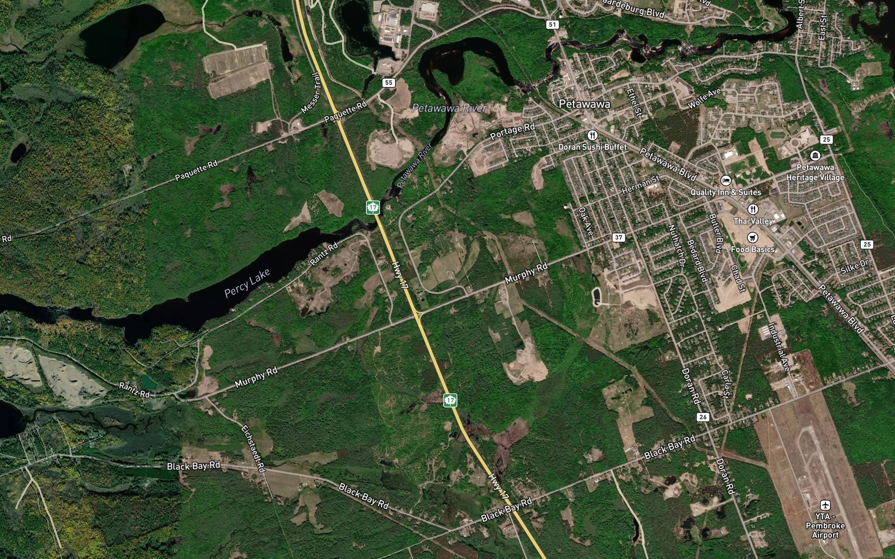 Satellite map of the Big Eddy Rapids